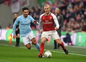 Arsenal V Manchester City - Carabao Cup Final 2018 Prints: Clash of Midfield Titans: Wilshere vs. Gundogan - Carabao Cup Final Showdown