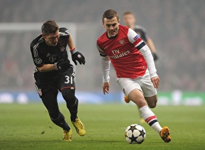 Arsenal V Bayern Munich 2012-13 Prints: Clash of Midfield Titans: Wilshere vs. Schweinsteiger (Arsenal vs. Bayern Munich, 2013)