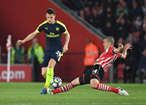Southampton V Arsenal 2016-17 Prints: Clash of Midfield Titans: Xhaka vs. Romeu (Southampton vs. Arsenal, 2016-17)