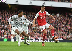 Arsenal V Liverpool 2022-23 Prints: Clash of Midfield Titans: Xhaka vs