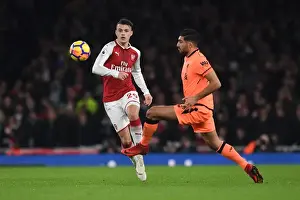 Arsenal V Liverpool 2017-18 Prints: Clash of the Midfield Titans: Xhaka vs Can - Arsenal vs Liverpool, Premier League 2017-18
