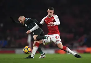 Arsenal V Manchester City 2017-18 Prints: Clash of Midfield Titans: Xhaka vs Silva - Arsenal vs Manchester City, Premier League
