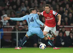 Arsenal V Manchester City 2013/14 Prints: Clash of Midfielders: Cazorla vs Garcia - Arsenal vs Manchester City, Premier League