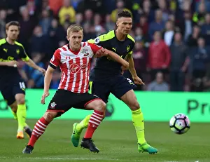 Southampton V Arsenal 2016-17 Prints: Clash of Midfielders: Gibbs vs Ward-Prowse - Southampton vs Arsenal