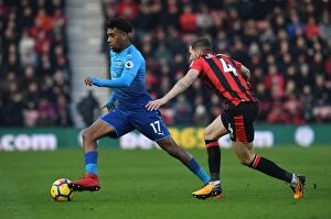 Images Dated 14th January 2018: Clash of Midfielders: Iwobi vs. Gosling - AFC Bournemouth vs. Arsenal, Premier League