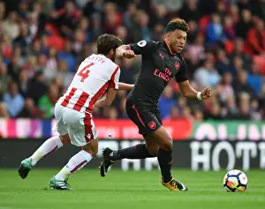 Stoke City V Arsenal 2017-18 Prints: Clash of Midfielders: Oxlade-Chamberlain vs Allen (Stoke City vs Arsenal, 2017-18)