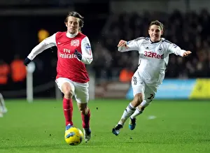 Swansea City V Arsenal 2011-12 Prints: Clash of Midfielders: Rosicky vs Allen - Swansea City vs Arsenal, Premier League 2011-12
