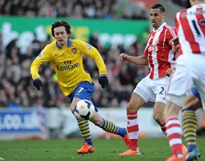 Stoke City V Arsenal 2013-14 Prints: Clash of Midfielders: Rosicky vs. Cameron - Stoke City vs. Arsenal, Premier League 2013-14