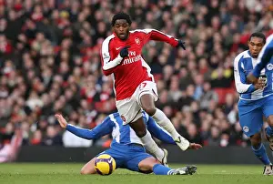 Arsenal V Wigan 2008-9 Prints: Clash of the Midfielders: Song vs. Cattermole in Arsenal's 1-0 Win over Wigan, 2008