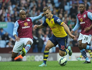 Aston Villa V Arsenal 2014-15 Prints: Clash of Midfielders: Wilshere vs. Delph in Aston Villa vs. Arsenal (2014-15)