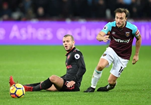 West Ham United V Arsenal 2017-18 Prints: Clash of Midfielders: Wilshere vs