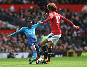 Manchester United V Arsenal 2017-18 Prints: Clash at Old Trafford: Ainsley Maitland-Niles vs Marouane Fellaini - Premier League Showdown