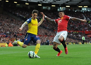 Manchester United V Arsenal 2014-15 Prints: Clash at Old Trafford: Hector Bellerin vs. Marcos Rojo - Premier League 2014-15