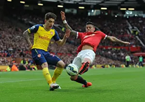 Manchester United V Arsenal 2014-15 Prints: Clash at Old Trafford: Hector Bellerin vs Marcos Rojo - Premier League 2014-15