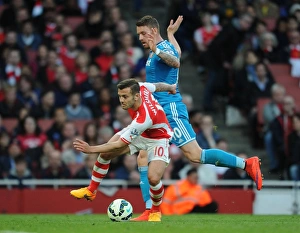 Arsenal V Sunderland 2014-15 Prints: Clash on the Pitch: Wilshere vs. Wickham - Arsenal vs. Sunderland Showdown