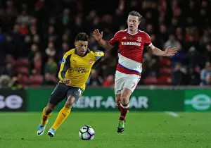 Middlesbrough V Arsenal 2016-17 Prints: Clash at Riverside: A Battle Between Oxlade-Chamberlain and Leadbitter