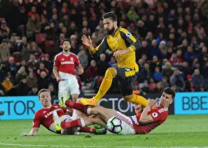 Clash at Riverside: Giroud Faces Off Against Leadbitter and Ayala (Middlesbrough vs Arsenal, 2016-17)