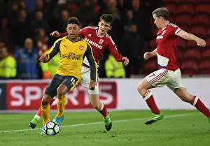 Middlesbrough V Arsenal 2016-17 Prints: Clash at Riverside: Oxlade-Chamberlain Faces Off Against De Roon and Leadbitter