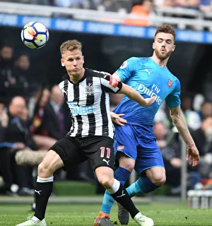 Newcastle United V Arsenal 2017-18 Prints: Clash at St. James Park: Chambers vs. Ritchie in Newcastle-Arsenal Premier League Battle