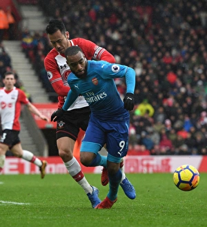 Southampton V Arsenal 2017-18 Prints: Clash at St. Mary's: Lacazette vs