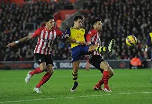 Southampton V Arsenal 2014-15 Prints: Clash at St. Mary's: Sanchez Faces Off Against Southampton Defenders