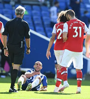 Brighton And Hove Albion V Arsenal 2019-20 Prints: Clash at the Empty Stadium: Guendouzi vs