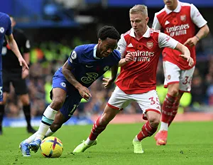 Clash at Stamford Bridge: Arsenal's Zinchenko Shuts Down Sterling in Premier League Showdown (Chelsea v Arsenal 2022-23)