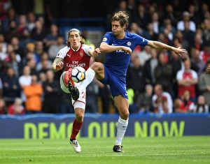 Chelsea V Arsenal 2017-18 Prints: Clash at Stamford Bridge: Hector Bellerin vs. Marcus Alonso, Premier League Showdown