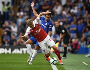 Chelsea V Arsenal 2018-19 Prints: Clash at Stamford Bridge: Monreal vs Pedro