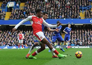 Chelsea V Arsenal 2016-17 Prints: Clash at Stamford Bridge: Pedro Halts Iwobi's Charge in Intense Chelsea vs