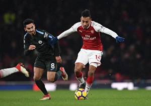 Arsenal V Manchester City 2017-18 Prints: Clash of Stars: Aubameyang vs. Gundogan - Arsenal vs. Manchester City, Premier League