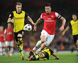 Arsenal V Borussia Dortmund 2013-14 Prints: Clash of Stars: Giroud vs. Reus & Sahin - Arsenal vs. Borussia Dortmund (2013-14)