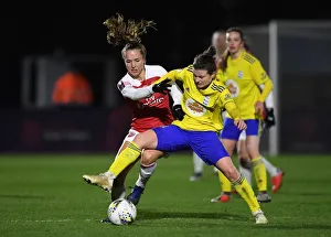 Arsenal Women V Birmingham City Women - WSL Continental Cup 2018-19 Prints: Clash of Stars: Lia Walti vs. Hayley Ladd in FA WSL Continental Tyres Cup Match