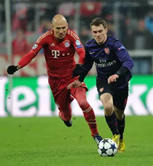 Bayern Munich V Arsenal 2012-13 Prints: Clash of Stars: Ramsey vs. Robben - UEFA Champions League 2013: Bayern Munich vs. Arsenal