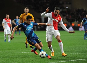 Monaco V Arsenal 2014/15 Prints: Clash of Stars: Sanchez vs. Dirar - Monaco vs. Arsenal UEFA Champions League Showdown