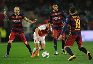 Barcelona V Arsenal 2015-16 Prints: Clash of Stars: Sanchez vs. Iniesta & Alba - Barcelona vs. Arsenal, UEFA Champions League
