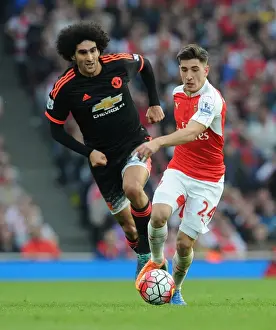 Arsenal V Manchester United 2015/16 Prints: Clash of Styles: Bellerin vs Fellaini - Arsenal vs Manchester United