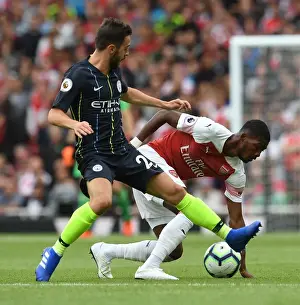 Arsenal V Manchester City 2018-19 Prints: Clash of Talents: Ainsley Maitland-Niles vs Bernardo Silva - Arsenal vs Manchester City