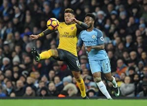 Manchester City v Arsenal 2016-17 Collection: Clash of Talents: Oxlade-Chamberlain vs. Sterling - Manchester City vs