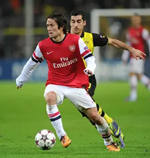 Borussia Dortmund V Arsenal 2013-14 Prints: Clash of Talents: Rosicky vs. Mkhitaryan - Borussia Dortmund vs