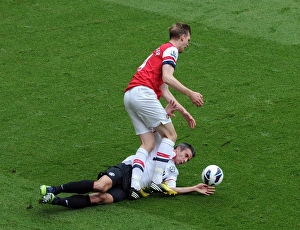 Arsenal V Manchester United 2012-13 Prints: Clash of the Former Teammates: Mertesacker vs