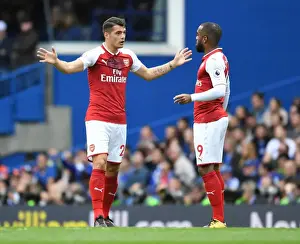 Chelsea V Arsenal 2017-18 Prints: Clash of Teams: Xhaka vs. Lacazette - A Battle Within Arsenal's Ranks (Chelsea vs)