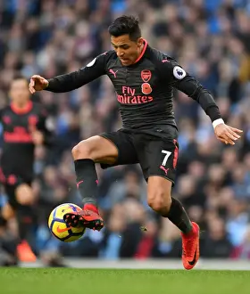 Manchester City V Arsenal 2017-18 Prints: Clash of the Titans: Alexis Sanchez Faces Manchester City, Premier League 2017-18