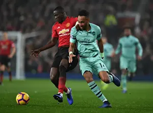 Manchester United V Arsenal 2018-19 Prints: Clash of Titans: Aubameyang vs. Bailly - Manchester United vs. Arsenal FC, Premier League