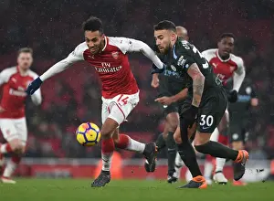 Arsenal V Manchester City 2017-18 Prints: Clash of Titans: Aubameyang vs. Otamendi - Arsenal vs. Manchester City, Premier League