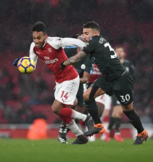 Arsenal V Manchester City 2017-18 Prints: Clash of Titans: Aubameyang vs
