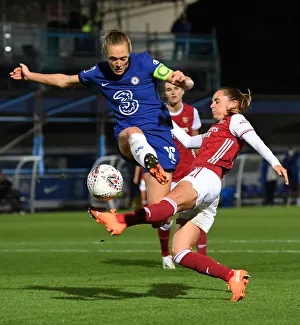 Chelsea Women V Arsenal Women Conti Cup 2020-21 Prints: Clash of Titans: Chelsea Women vs. Arsenal Women in Continental Cup Showdown