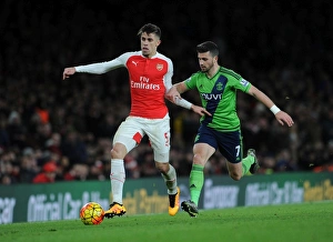 Arsenal V Southampton 2015-16 Prints: Clash of the Titans: Gabriel vs