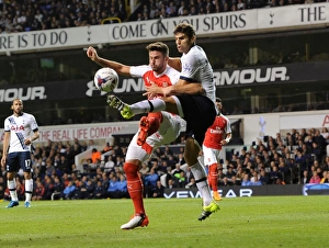 Tottenham Hotspur V Arsenal Capital One Cup 2015/16 Prints: Clash of Titans: Giroud vs. Fazio - Arsenal vs. Tottenham Capital One Cup Showdown