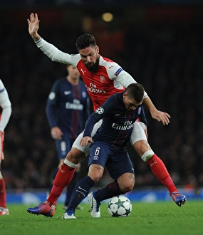Arsenal V Paris Saint-Germain 2016-17 Prints: Clash of Titans: Giroud vs. Verratti in Arsenal vs